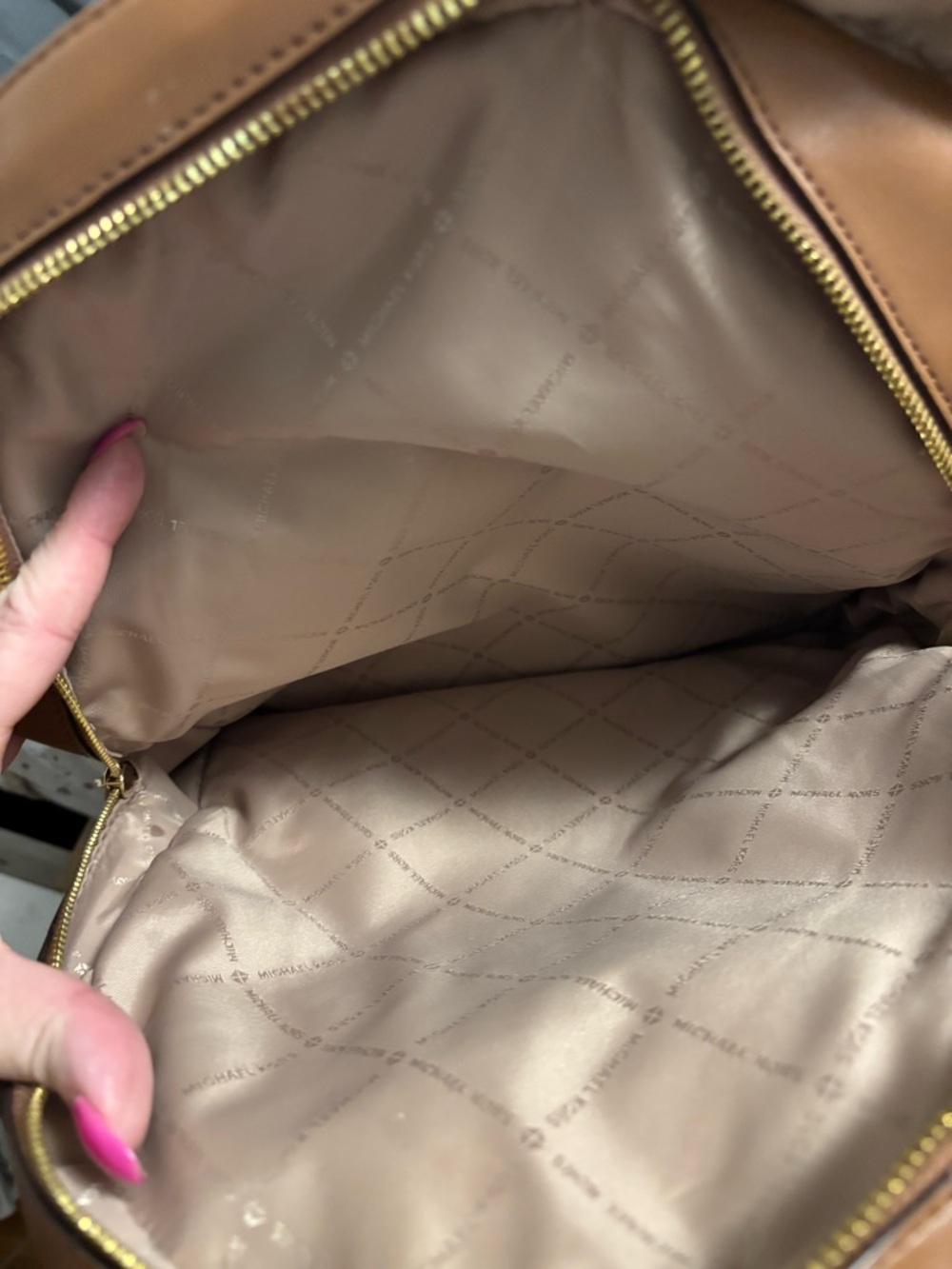 Michael Kors Beige/ Brown Signature MK Logo Backpack - Picture 4 of 6